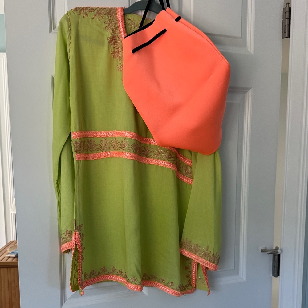 Triangl Swimwear Bright Orange and Green Set